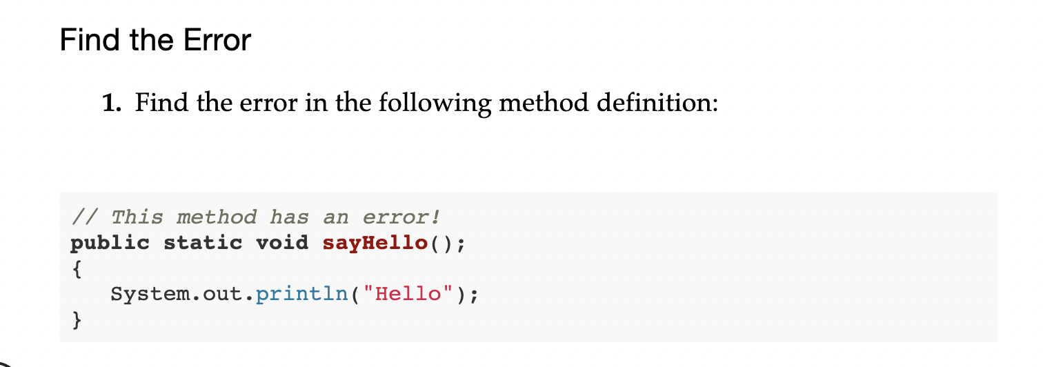 Solved Find the Error 1. Find the error in the following | Chegg.com