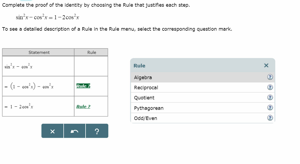 Solved Complete the proof of the identity by choosing the
