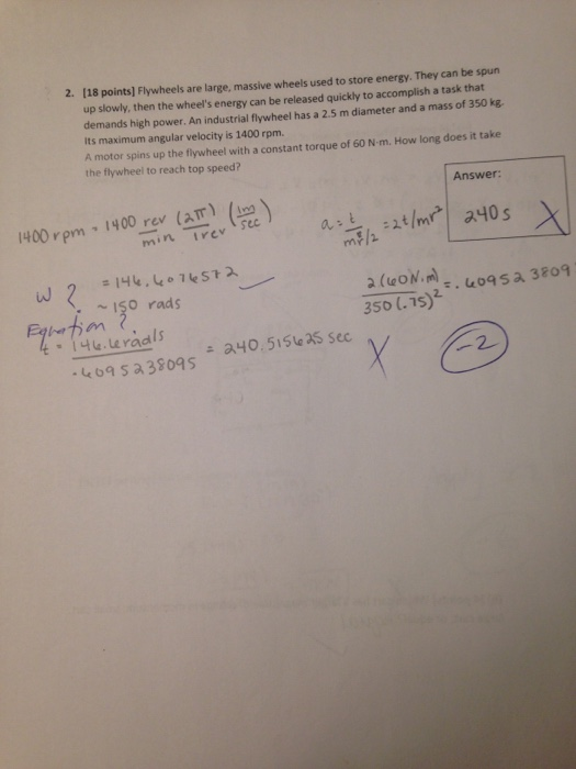 Solved 2. [18 points] Flywheels are large, massive wheels