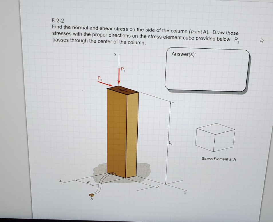 Solved 8-2-2 Find the normal and shear stress on the side of | Chegg.com