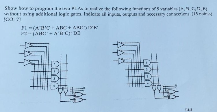 Solved Show How To Program The Two Plas To Realize The 