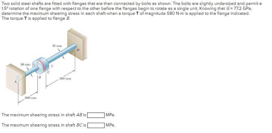 Solved Two solid steel shafts are fitted with flanges that | Chegg.com