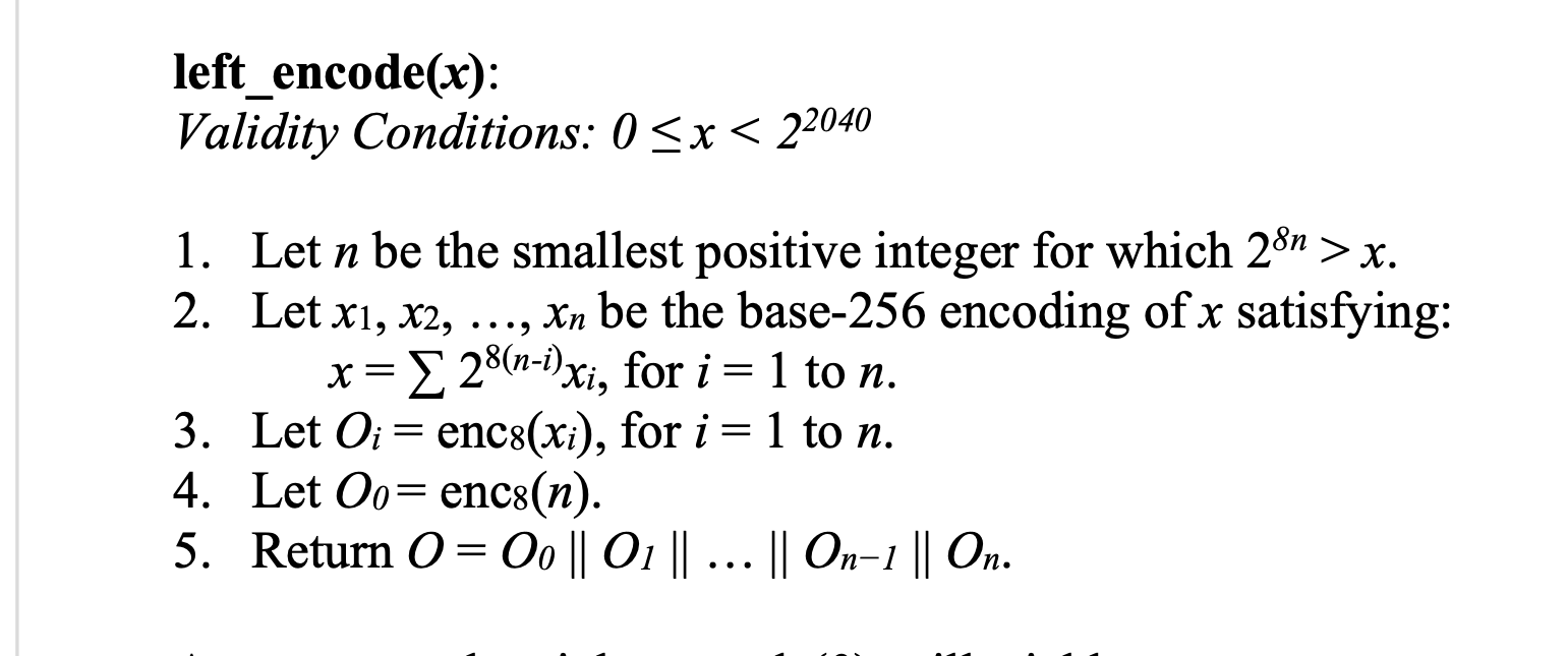 Solved please write this function in JAVA left_encode(x) | Chegg.com