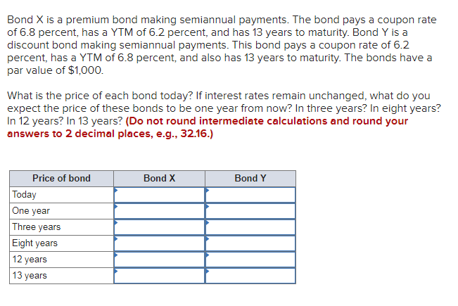 Solved Bond X is a premium bond making semiannual payments.