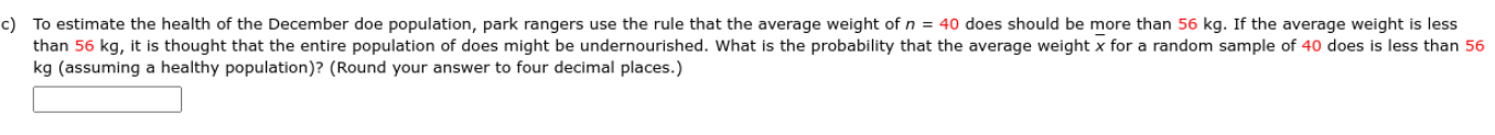 Solved c) ﻿To estimate the health of the December doe | Chegg.com