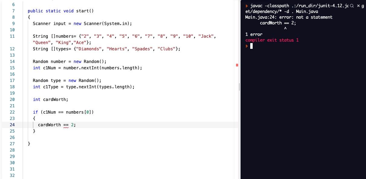Solved I'm getting an error on line 24 of my code. My code | Chegg.com