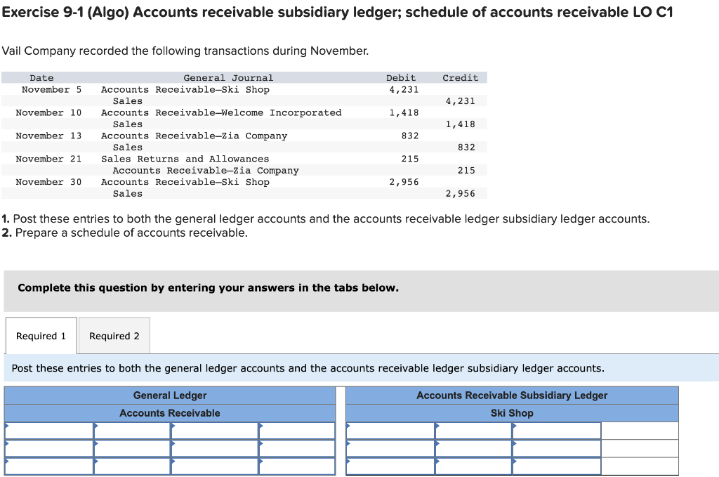 Solved Exercise 9 1 Algo Accounts Receivable Subsidiary 5439