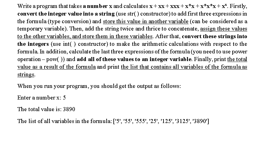 Solved Write a program that takes a number x and calculates | Chegg.com