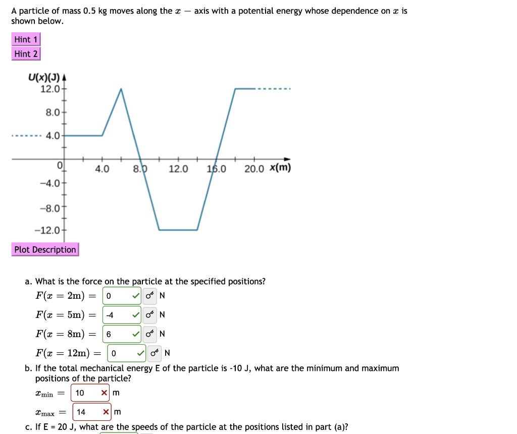 Solved A Particle Of Mass 0.5 Kg Moves Along The X – Axis | Chegg.com