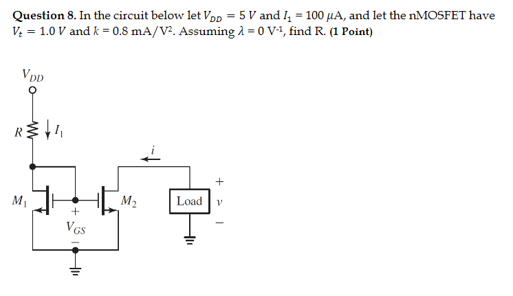 Solved Question 8 In The Circuit Below Let Vpp 5 V And Chegg