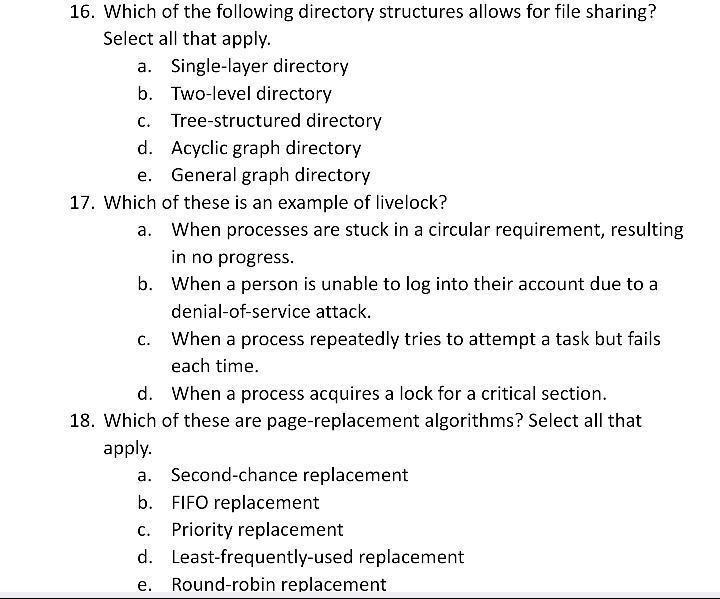 Solved 16. Which of the following directory structures | Chegg.com