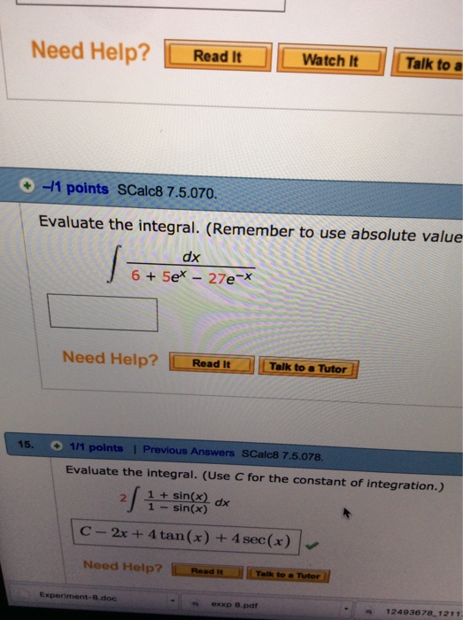 Solved Need Help? Read Watch It Talk to a Tutor O -1 points | Chegg.com