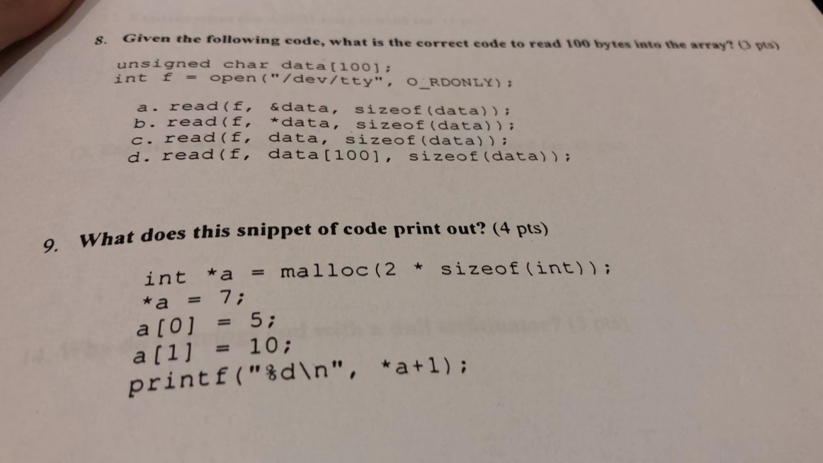 Solved 8. Given the following code, what is the correct code | Chegg.com