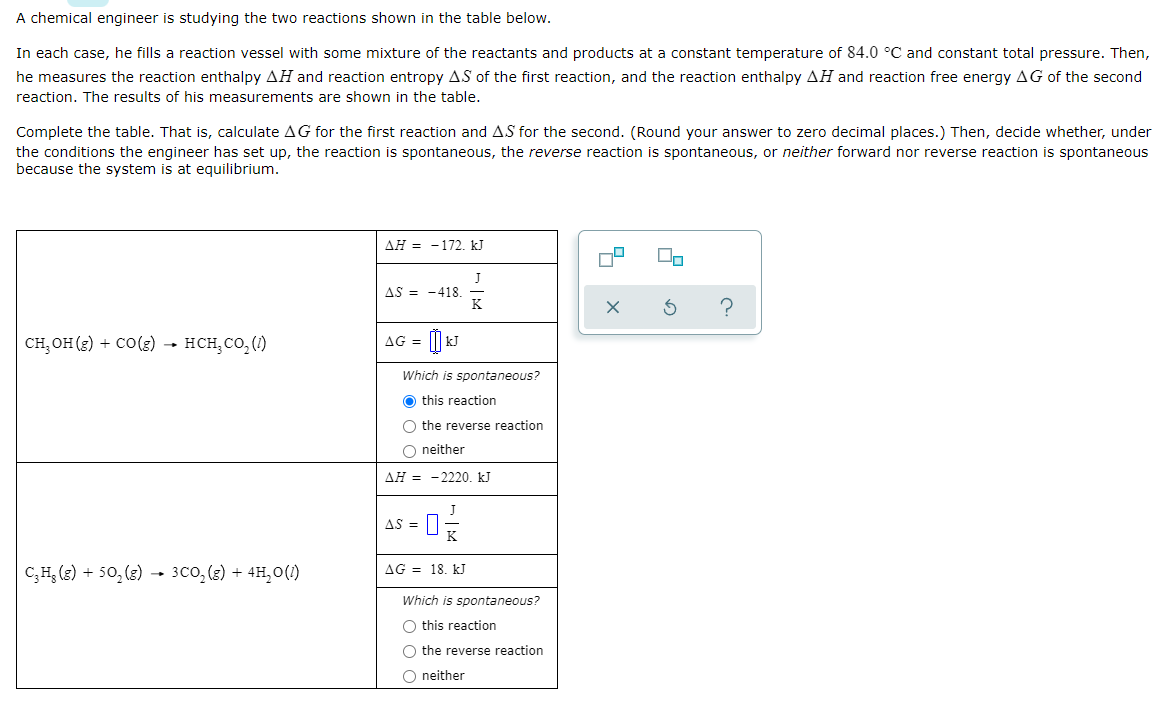 Solved A chemical engineer is studying the two reactions | Chegg.com