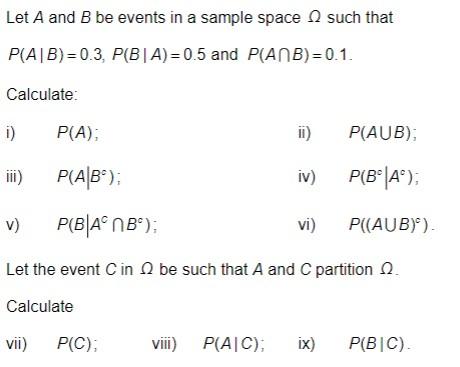 Solved Let A and B be events in a sample space Ω such that | Chegg.com