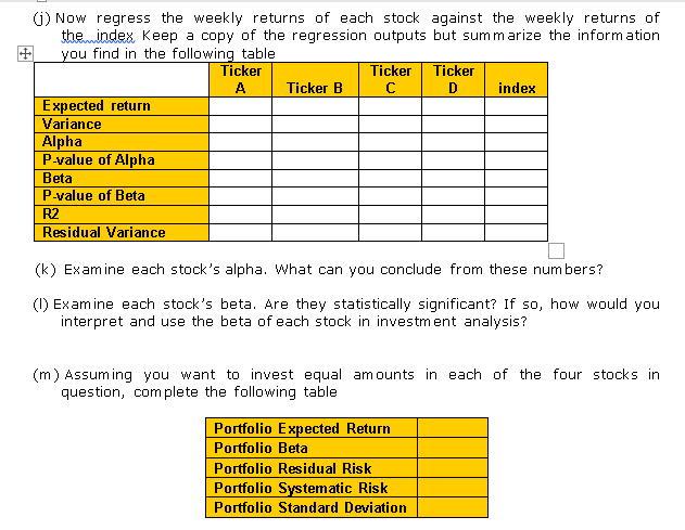 1) Calculate the expected weekly returns for each | Chegg.com