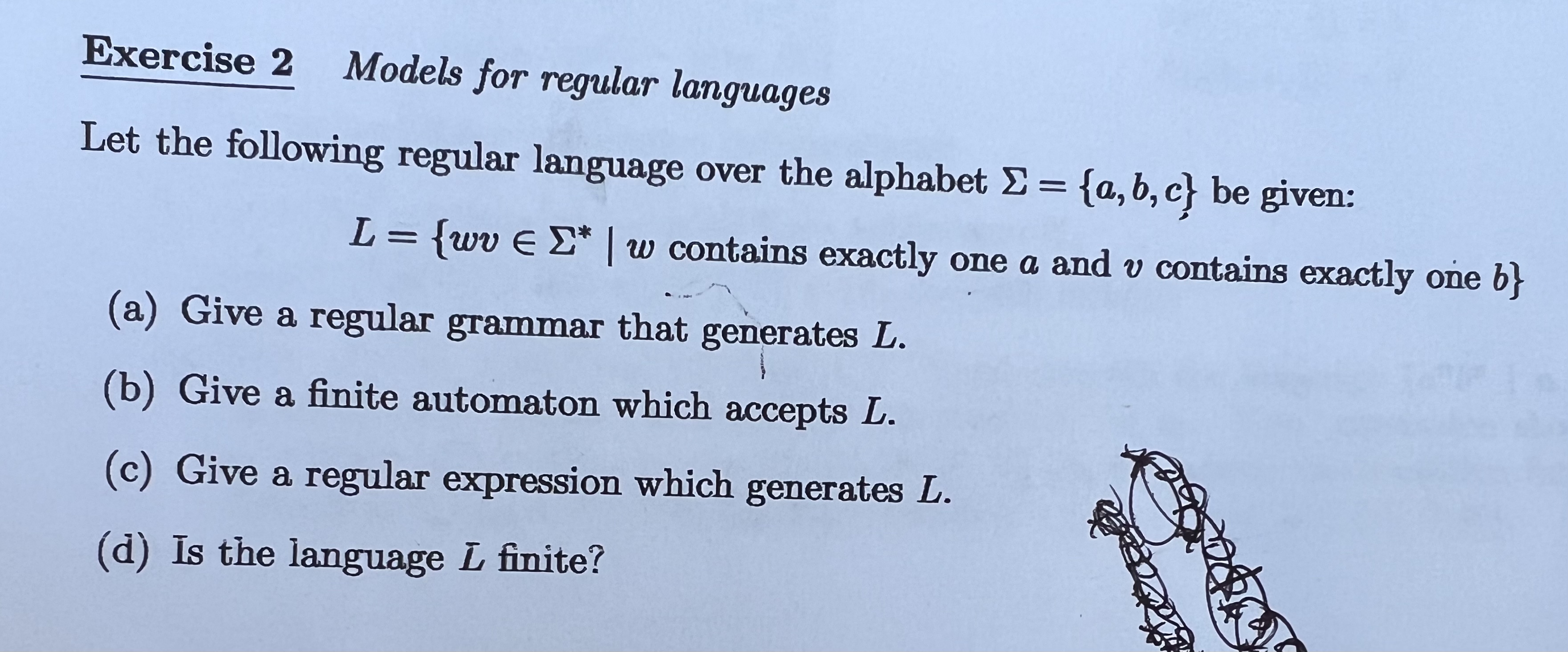 Solved Exercise 2 Models For Regular Languages Let The | Chegg.com