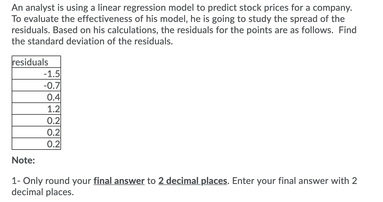 Solved An analyst is using a linear regression model to | Chegg.com