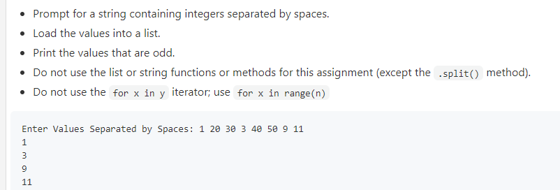 Solved • Prompt for a string containing integers separated | Chegg.com