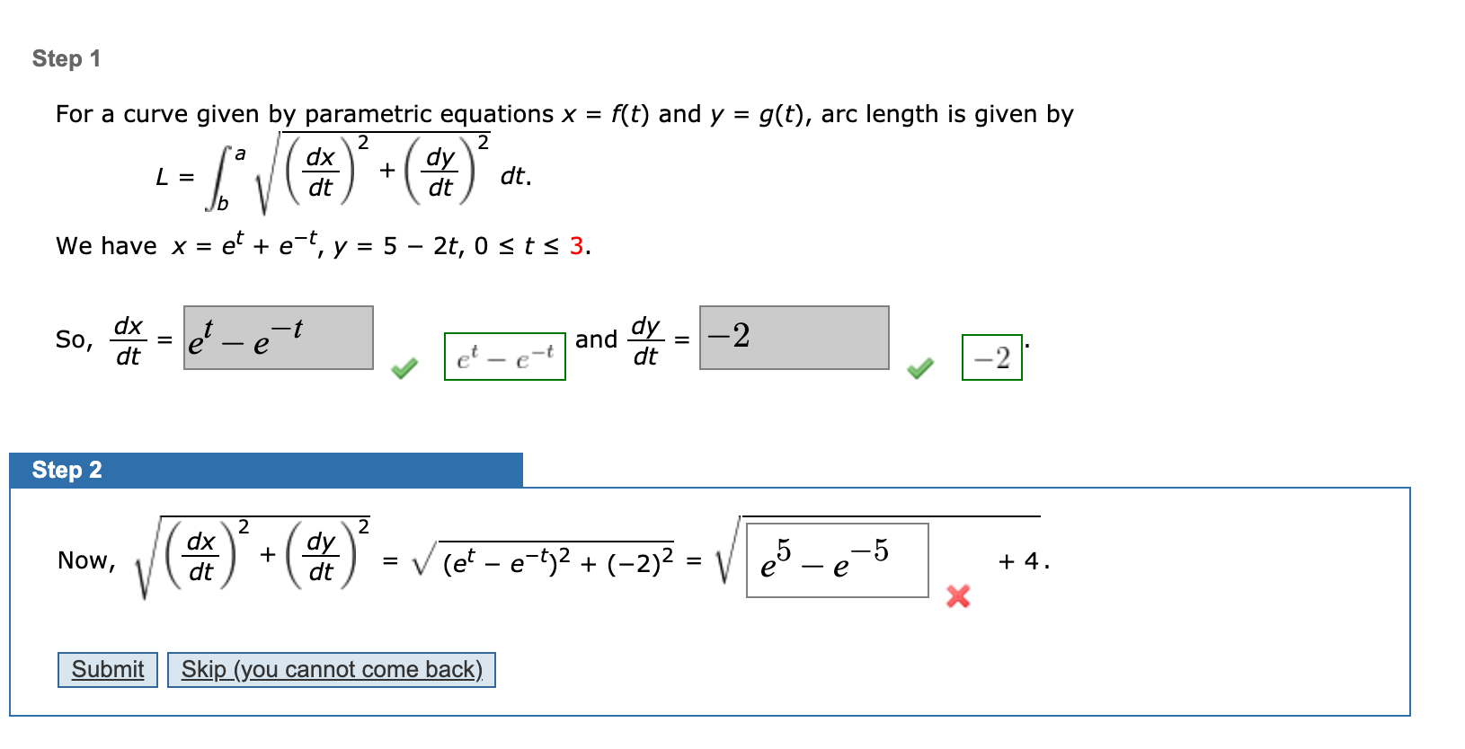 Solved Step 1 For A Curve Given By Parametric Equations X Chegg Com