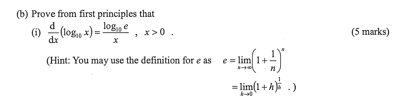 Solved (b) Prove from first principles that (i) | Chegg.com