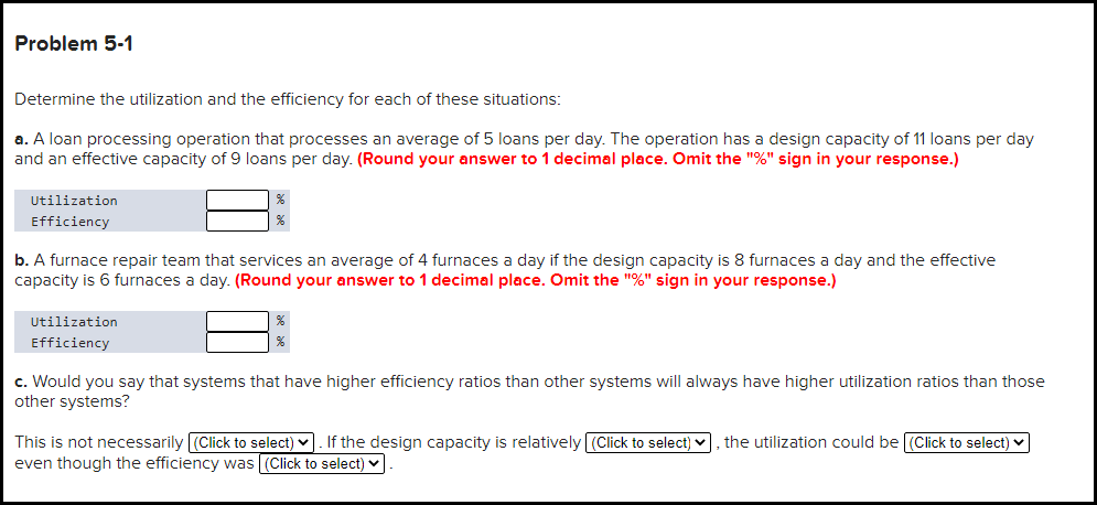 Solved Problem 5-1 Determine the utilization and the | Chegg.com