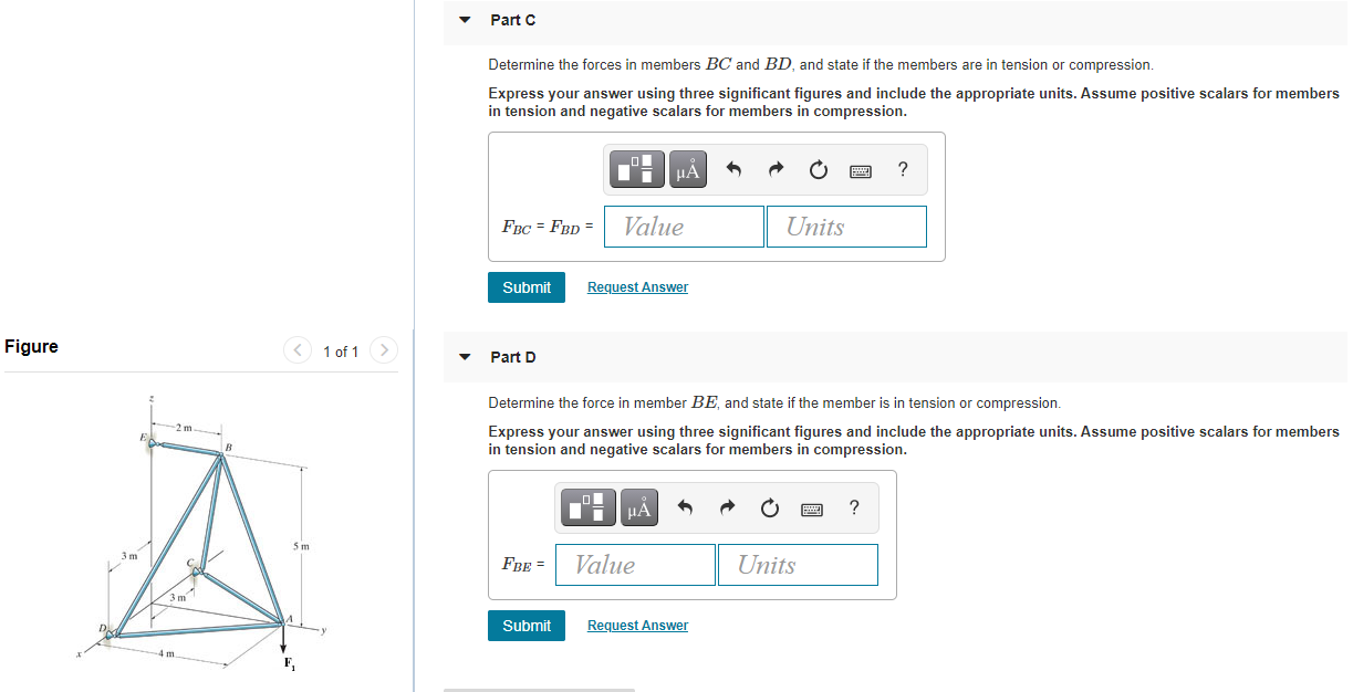 Solved Part A Determine the force in member AB, and state if | Chegg.com