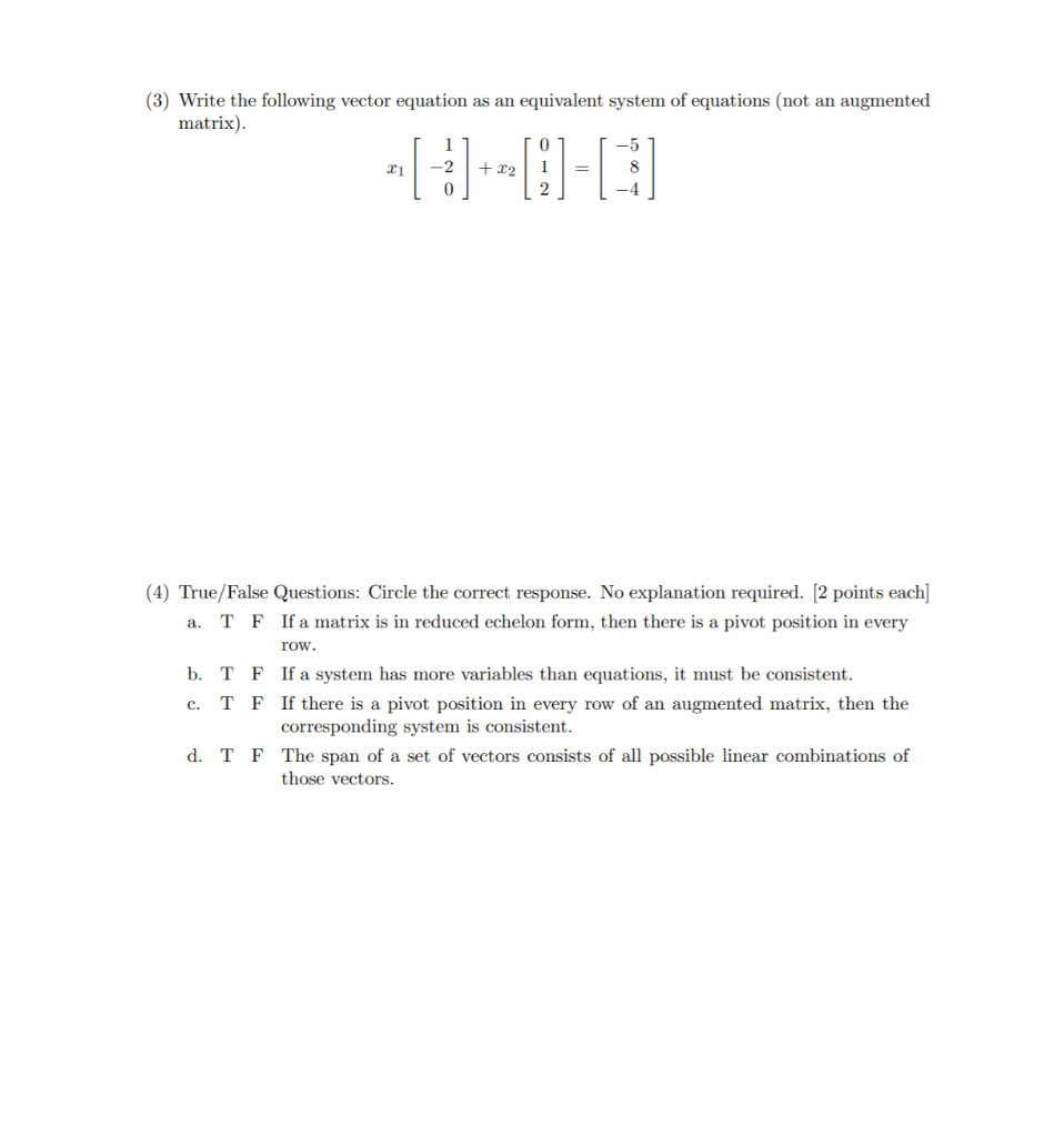 Solved Each part of each problem is worth 4 points unless | Chegg.com
