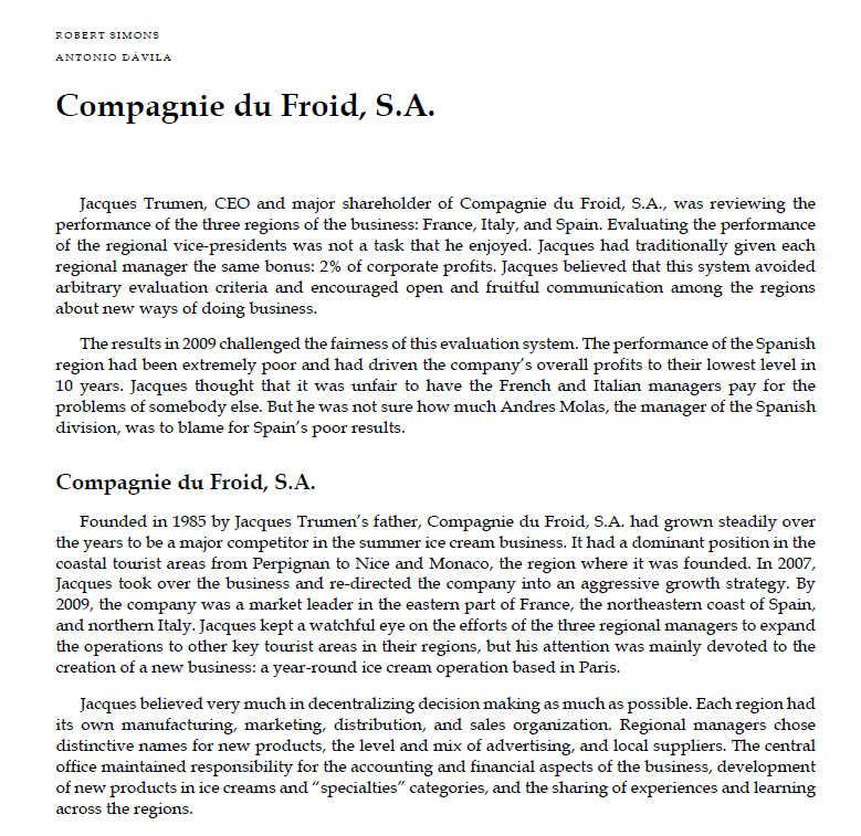 Pagnie Du Froid S A Case Study Assignment Chegg 