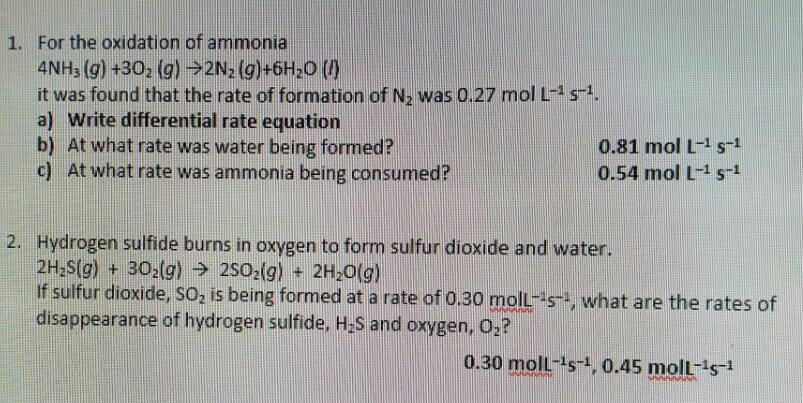 Solved 1. For the oxidation of ammonia 4NH3(g) +302 (g) → | Chegg.com