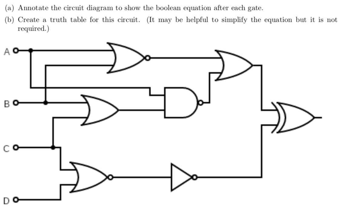 Solved (a) Annotate the circuit diagram to show the boolean | Chegg.com