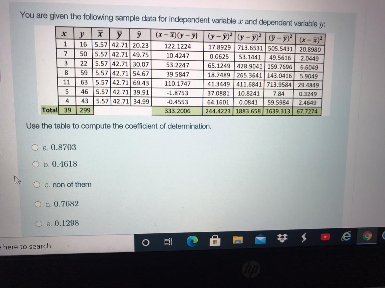 Solved You are given the following sample data for | Chegg.com