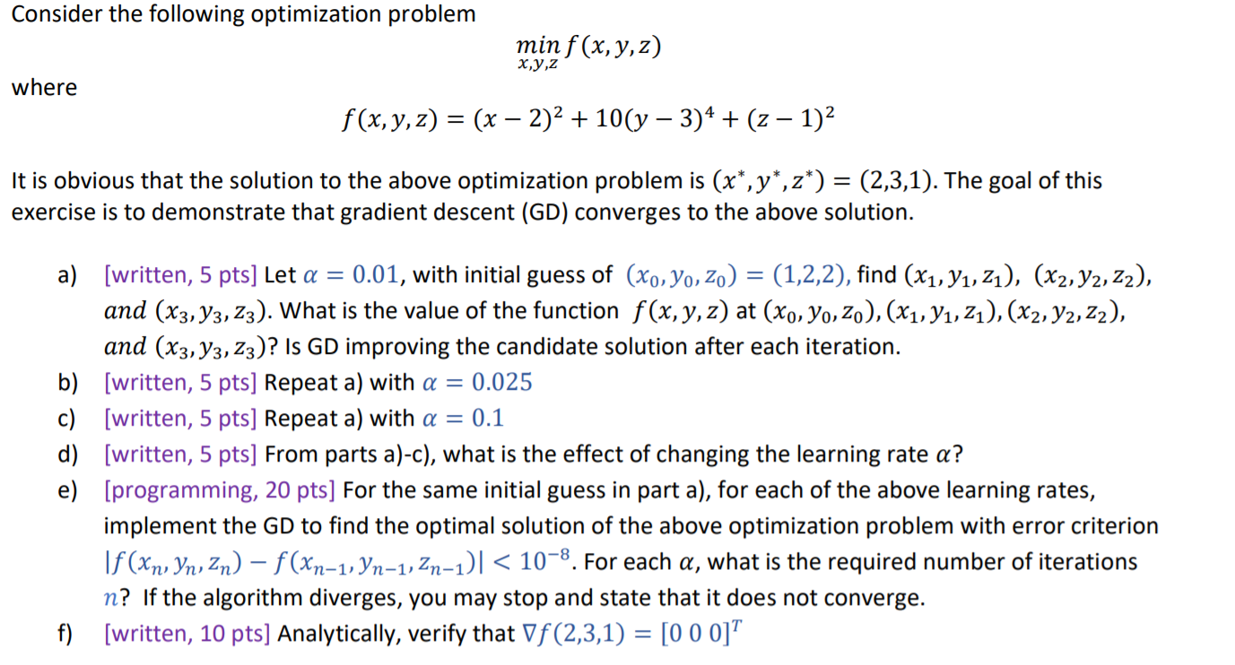 Solved Consider The Following Optimization Problem Min | Chegg.com