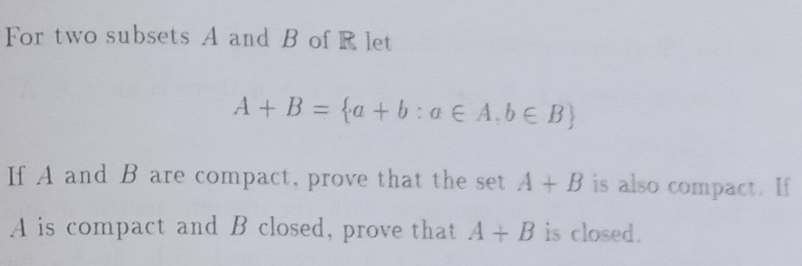 Solved For two subsets A and B ﻿of R | Chegg.com