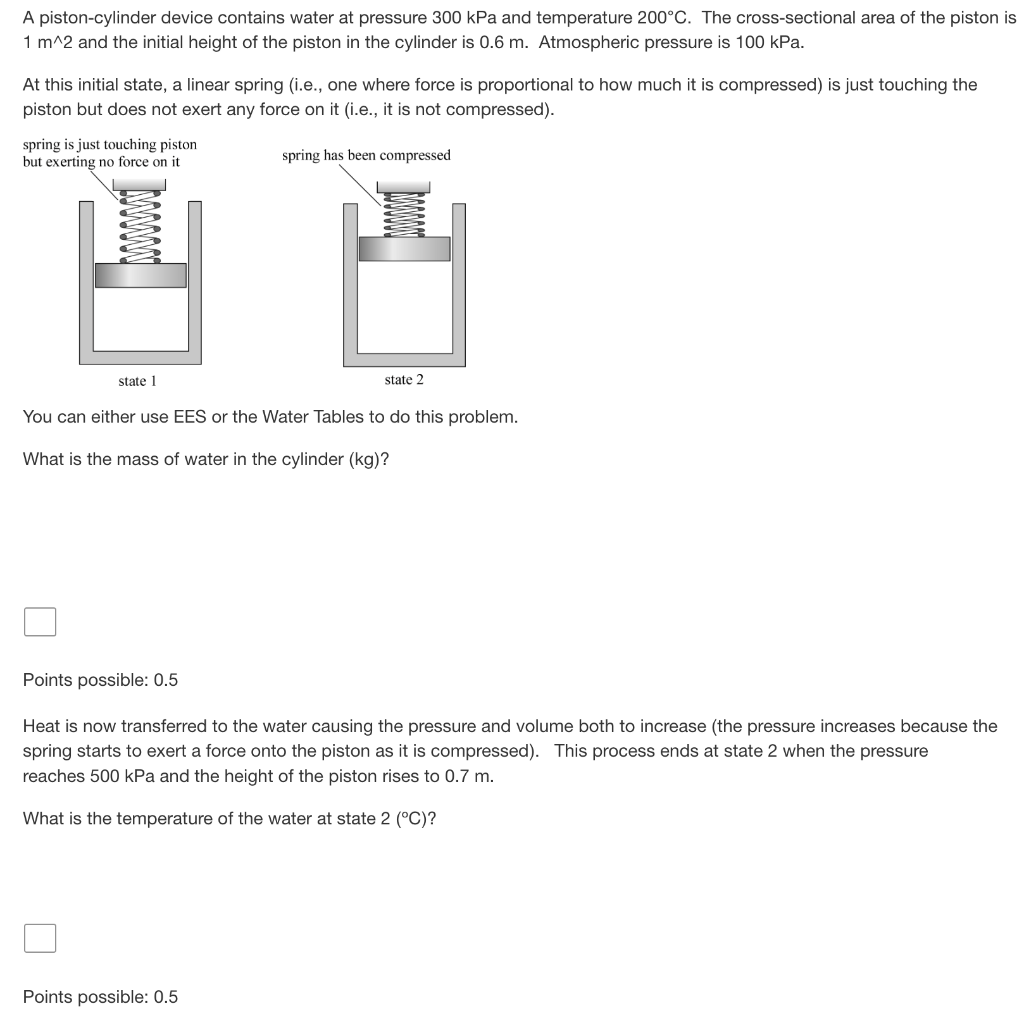 Solved A pistoncylinder device contains water at pressure
