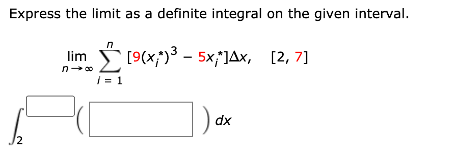 Solved 1. Express The Limit As A Definite Integral On The | Chegg.com