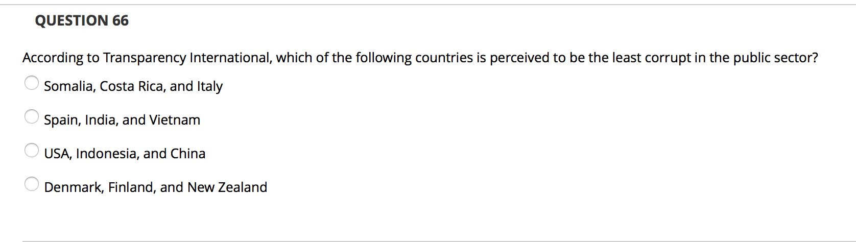 Solved QUESTION 66 According to Transparency International, | Chegg.com