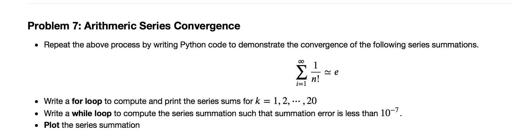 Solved Problem 7: Arithmeric Series Convergence • Repeat the | Chegg.com