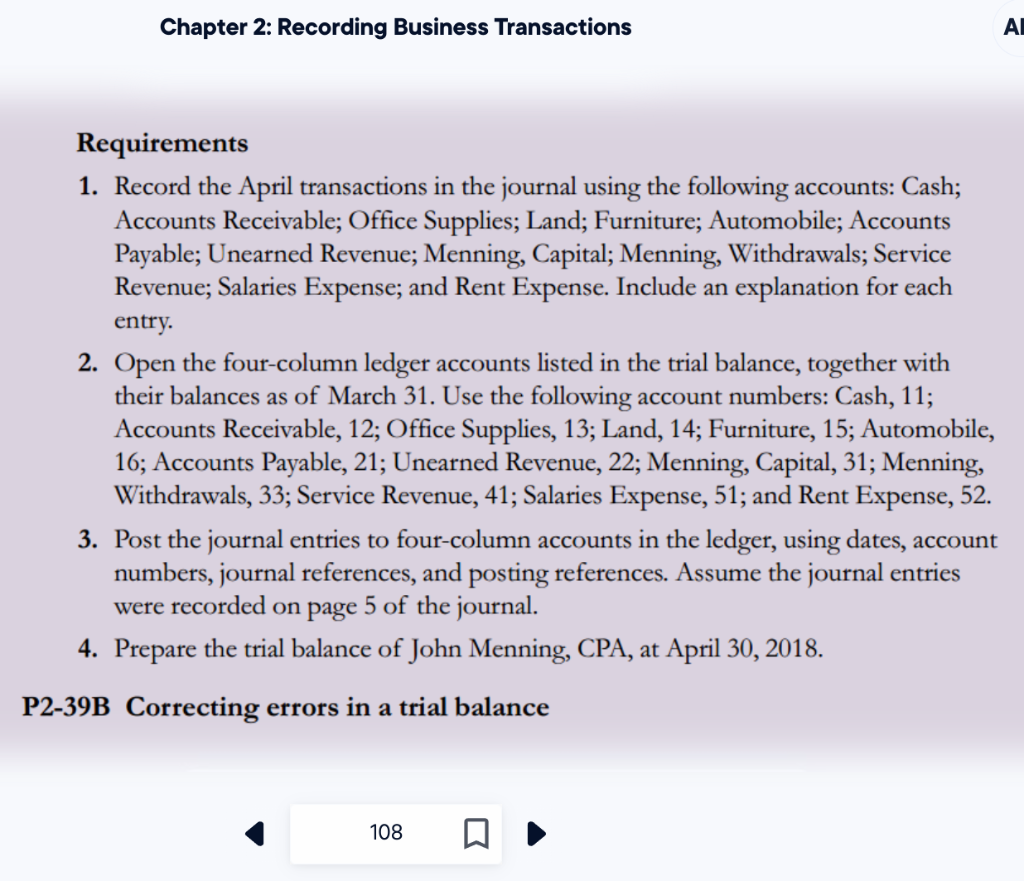 Chapter 2: Recording Business Transactions | Chegg.com