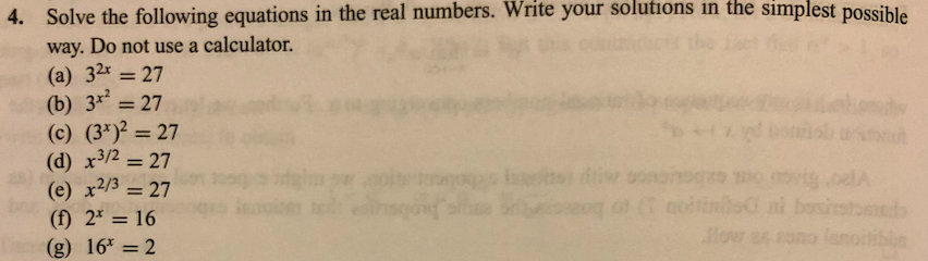 Solved 4. Solve the following equations in the real numbers. | Chegg.com