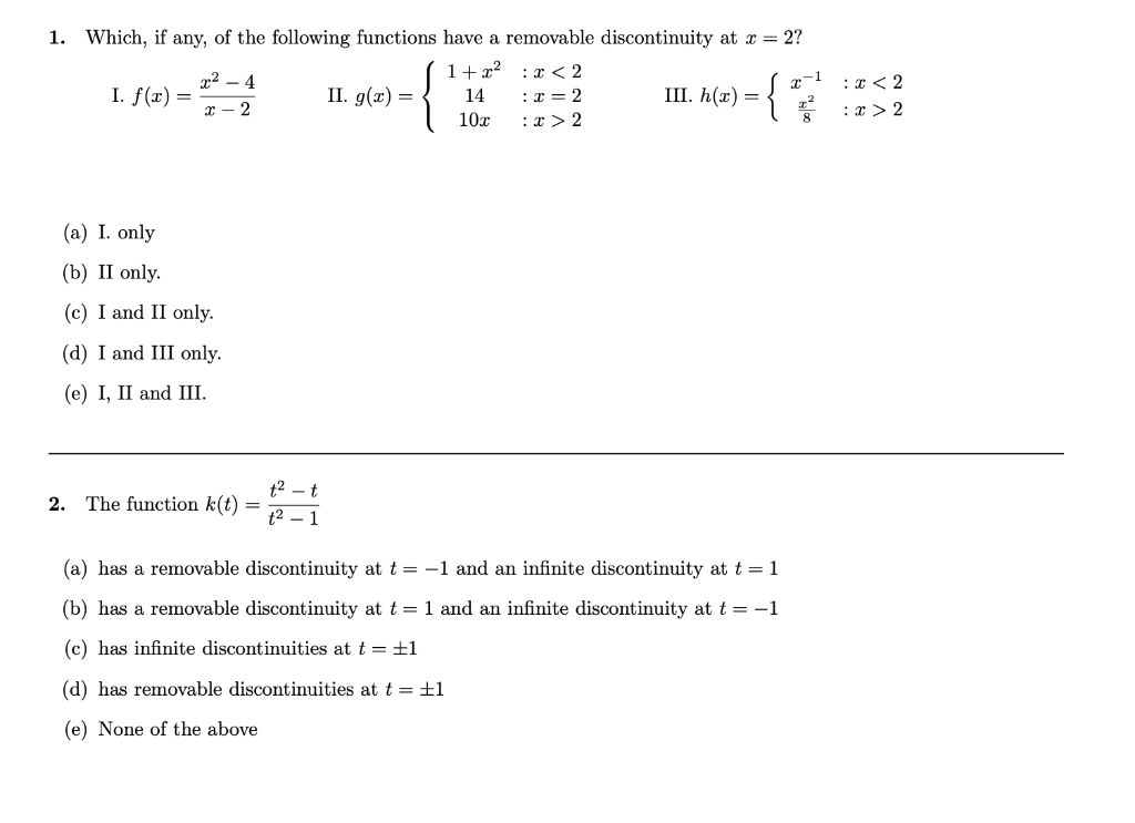 Solved 1 Which If Any Of The Following Functions Have Chegg Com