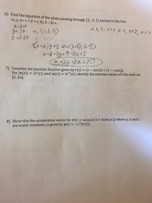 Solved Find the equation of the plane passing through (2, | Chegg.com