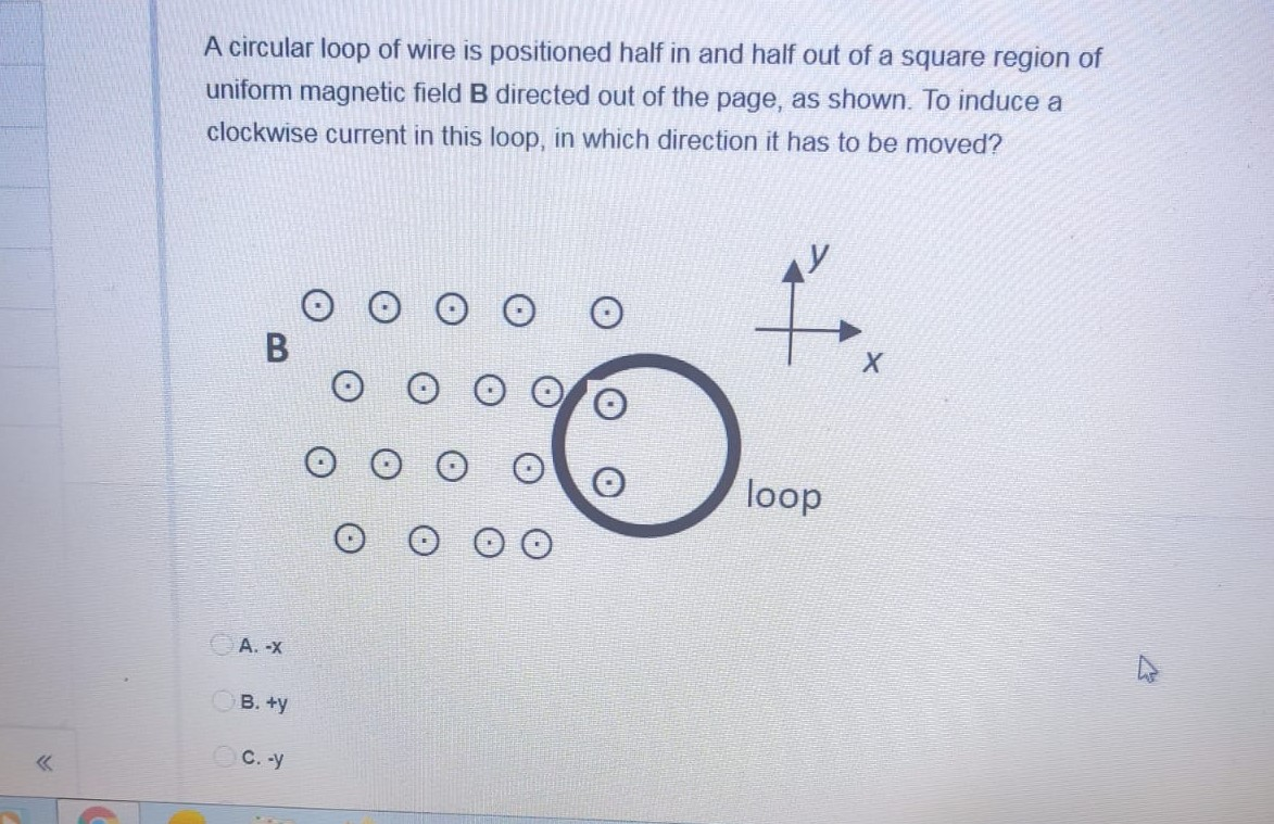 Solved A circular loop of wire is positioned half in and | Chegg.com