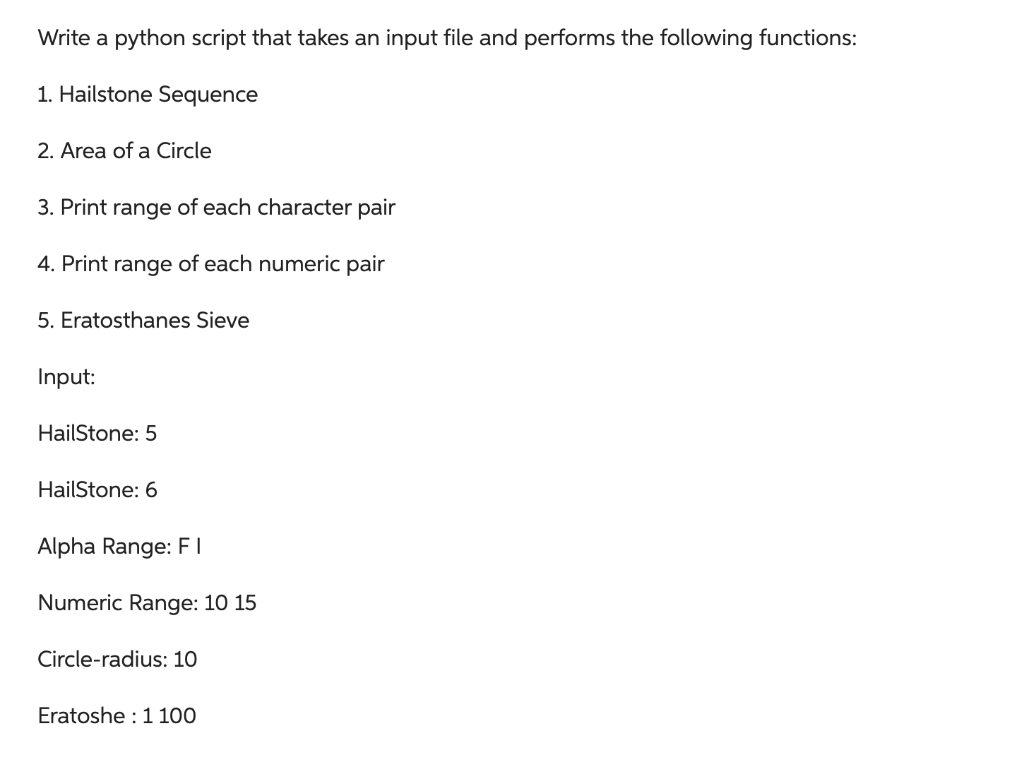 Solved Write a python script that takes an input file and | Chegg.com