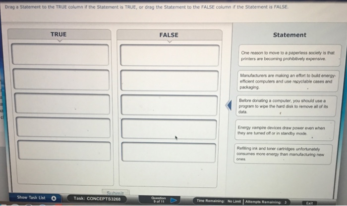 Solved Drag a Statement to the TRUE column if the Statement | Chegg.com