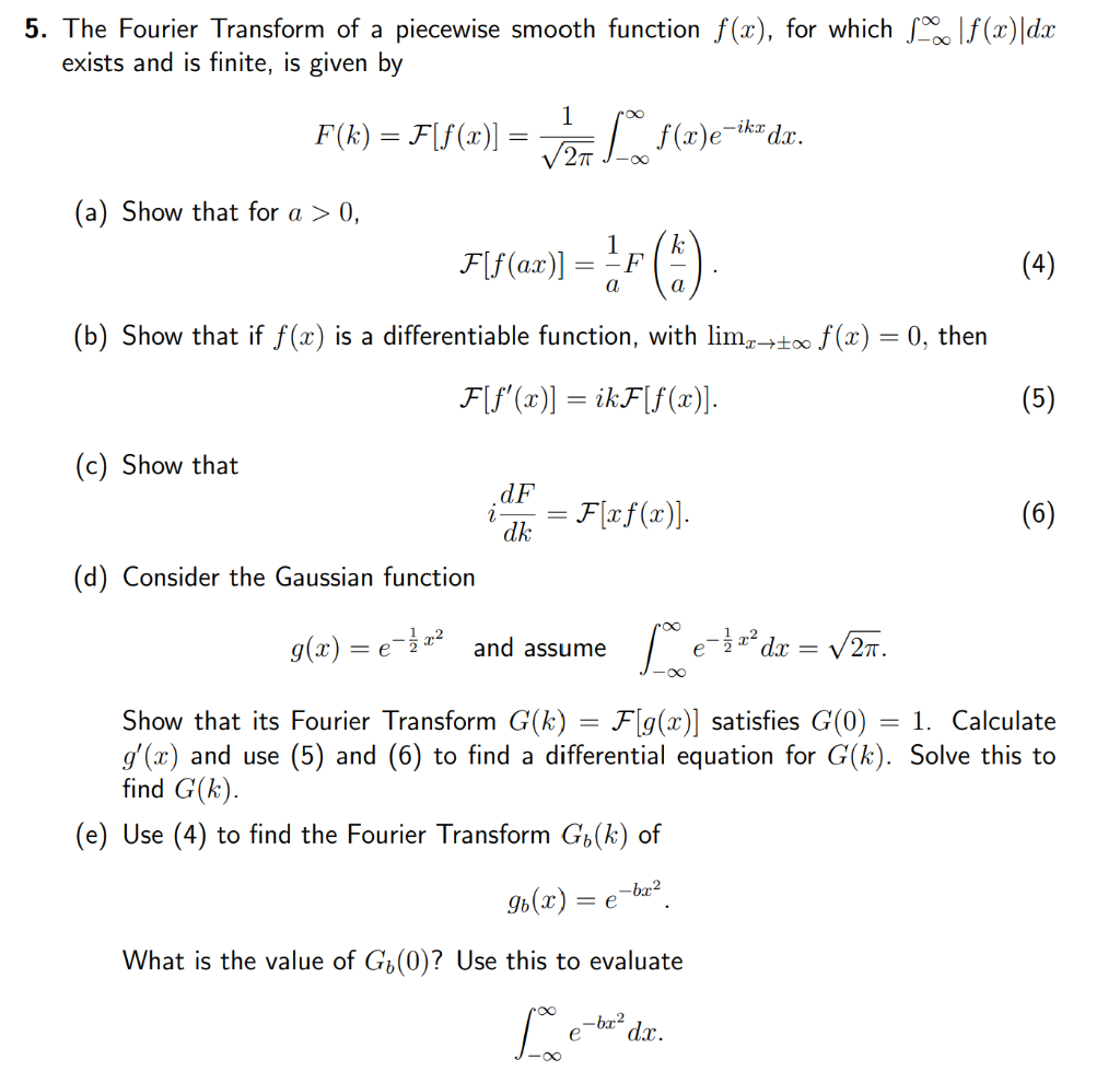 Solved The Fourier Transform of a piecewise smooth function | Chegg.com