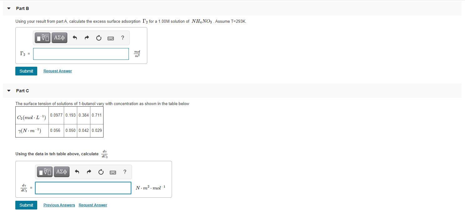 Solved Learning Goal The surface excess concentration or