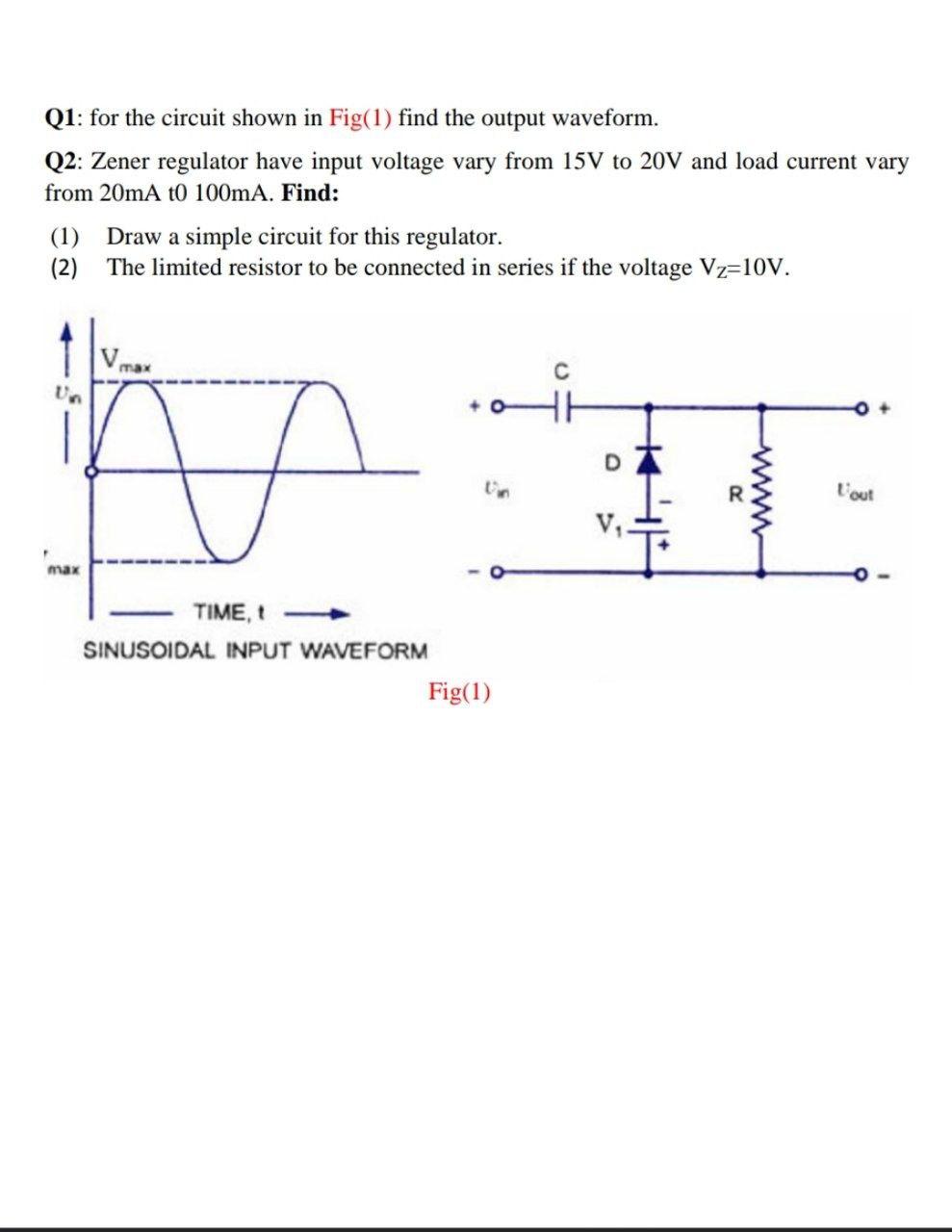 Solved Q1: for the circuit shown in Fig(1) find the output | Chegg.com