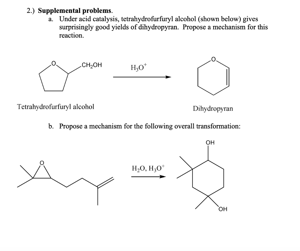 Solved 2.) Supplemental problems. a. Under acid catalysis, | Chegg.com