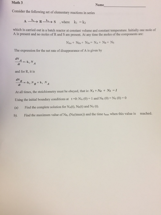 Solved Math 3 Name Consider the following set of elementary | Chegg.com